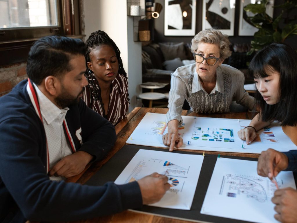 Team documents on table