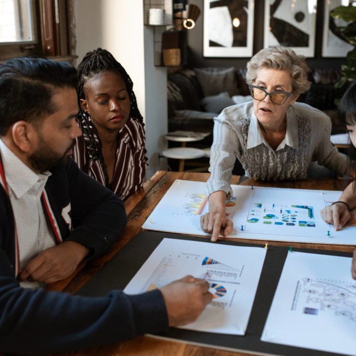 Team documents on table